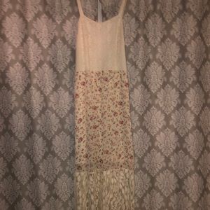 Floral Lace & Chiffon Long Maxi Dress